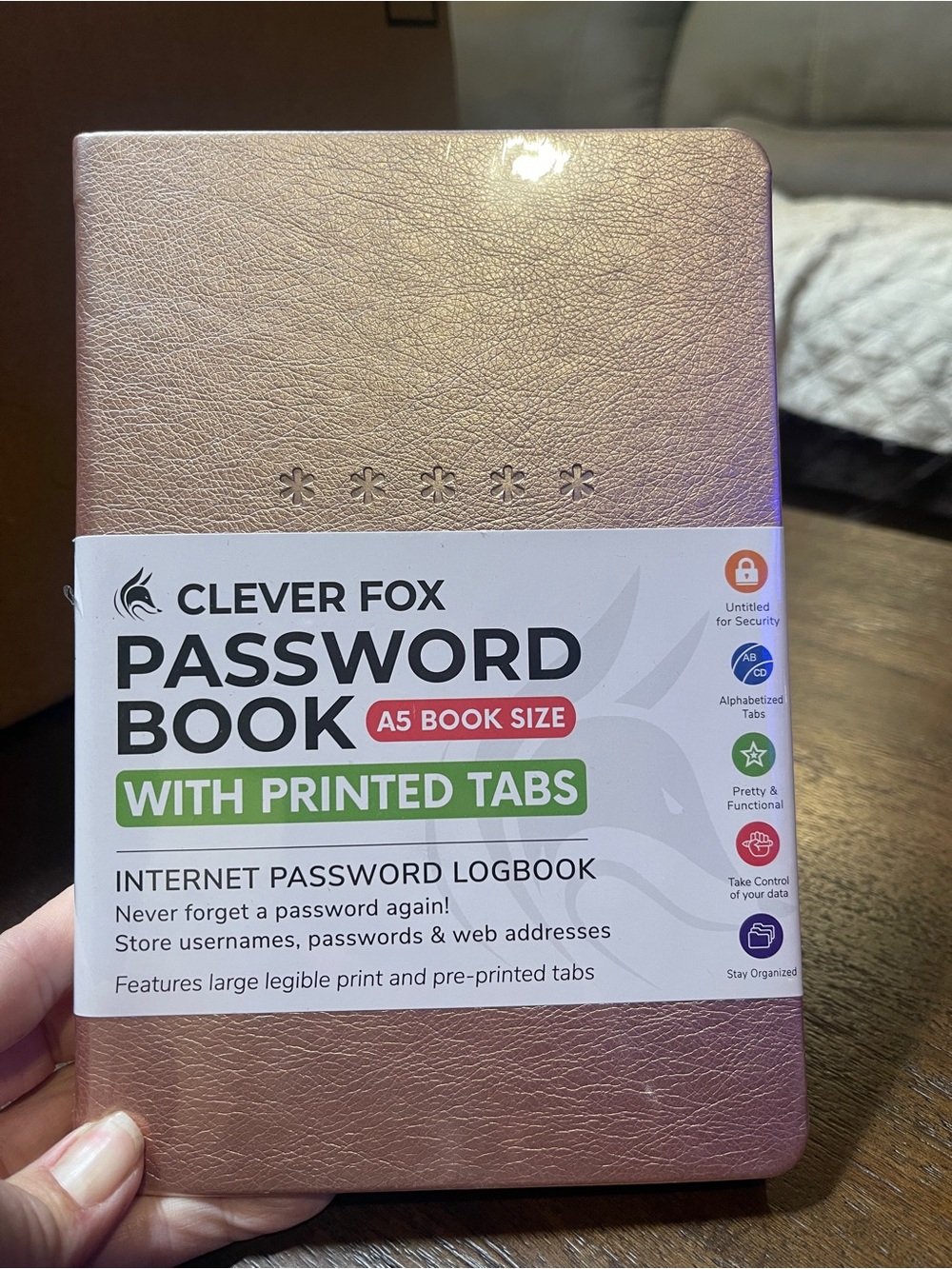 Password Book A5 Leatherette - Rose Gold